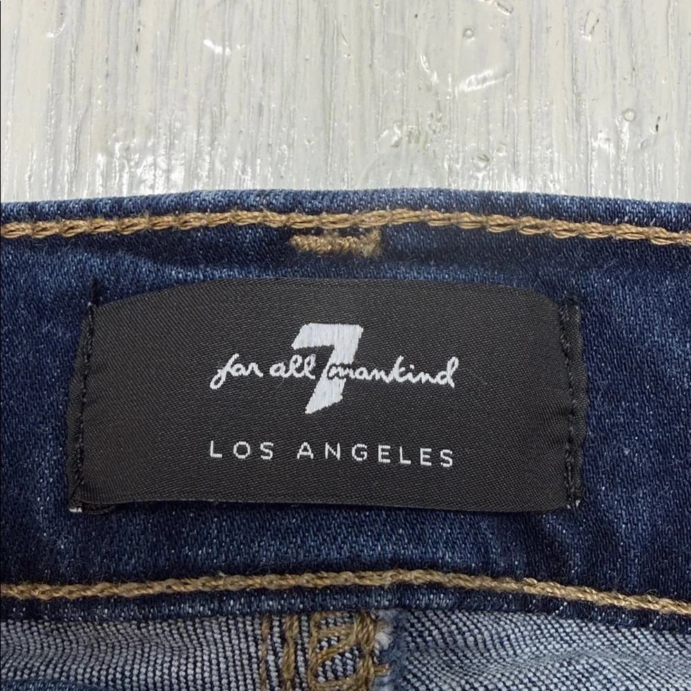 7 For All Mankind Tailorless Slim Illusion Dojo in Indigo Wide Leg Jeans Sz 25 - Picture 2 of 16